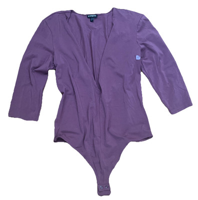 Express Womens Top Bodysuit Thong Deep Plunge V-Neck Size Large NEW