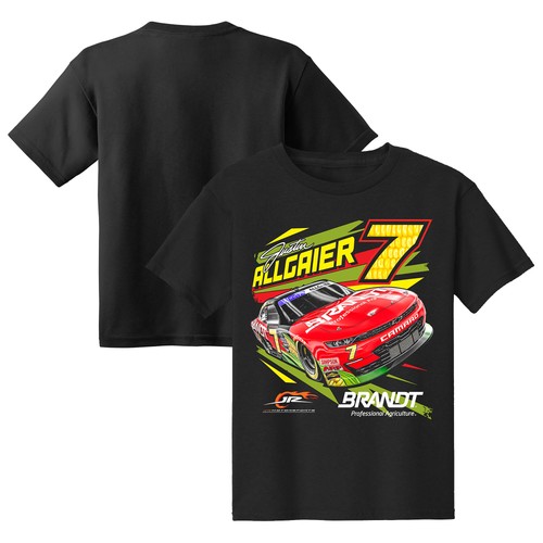 Jugend JR Motorsports offizielle Teambekleidung schwarz Justin Allgaier Auto T-Shirt