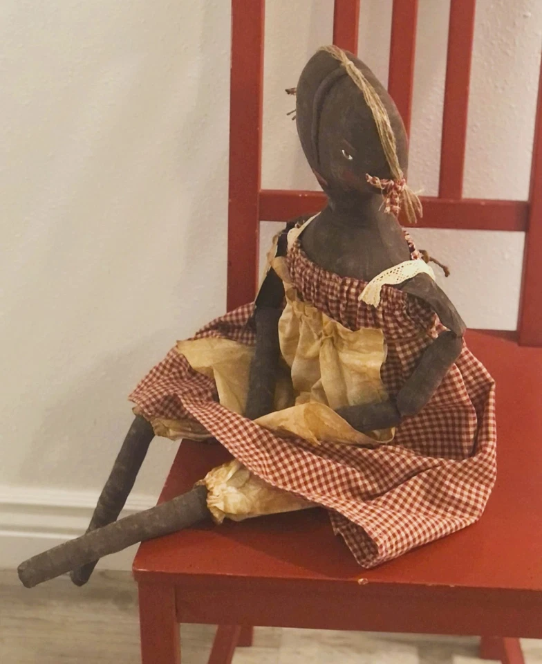 Muñeca primitiva, muñeca negra, muñeca de tela, muñeca artística, hecha a pedido Foto 3 de 4