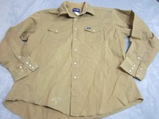 Wrangler Shirt Mens XL Brown Twill Western Snap Front Long Sleeve Workwear