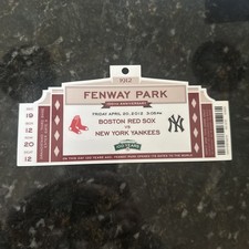 Apr 20 2012 Red Sox Yankees Fenway Park 100th Anniversary Full Ticket