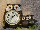 REDUCED VTG Burwood Owl Wall Clock 3 Owls Mid Century Retro 1970s Works — photo 1