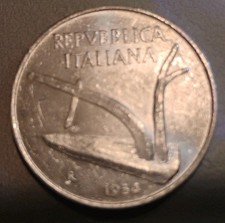 1954 Italy 10 Lira Coin, Nice Condition