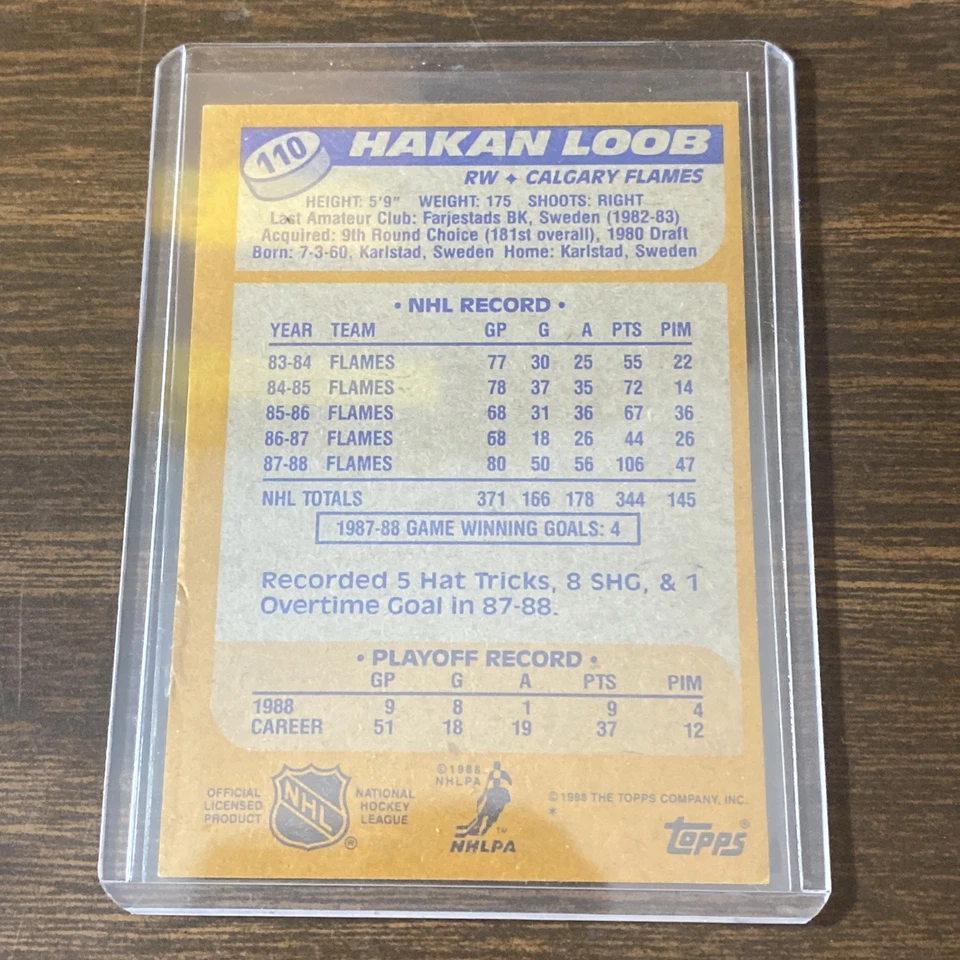 1988-89 Topps - Hakan Loob #110 Calgary Flames - Image 2 of 2