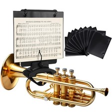 2 Set Adjustable Marching Band Lyre for Trumpet with Flip Folder, Wooden Hold...