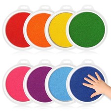 8 Colors 7" Large Ink Pads, Safe Washable Stamp Pads for Kids, Vibrant Craf...