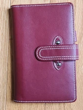 Franklin Covey Burgundy Genuine Leather Pocket Slim Wire-bound Planner Cover