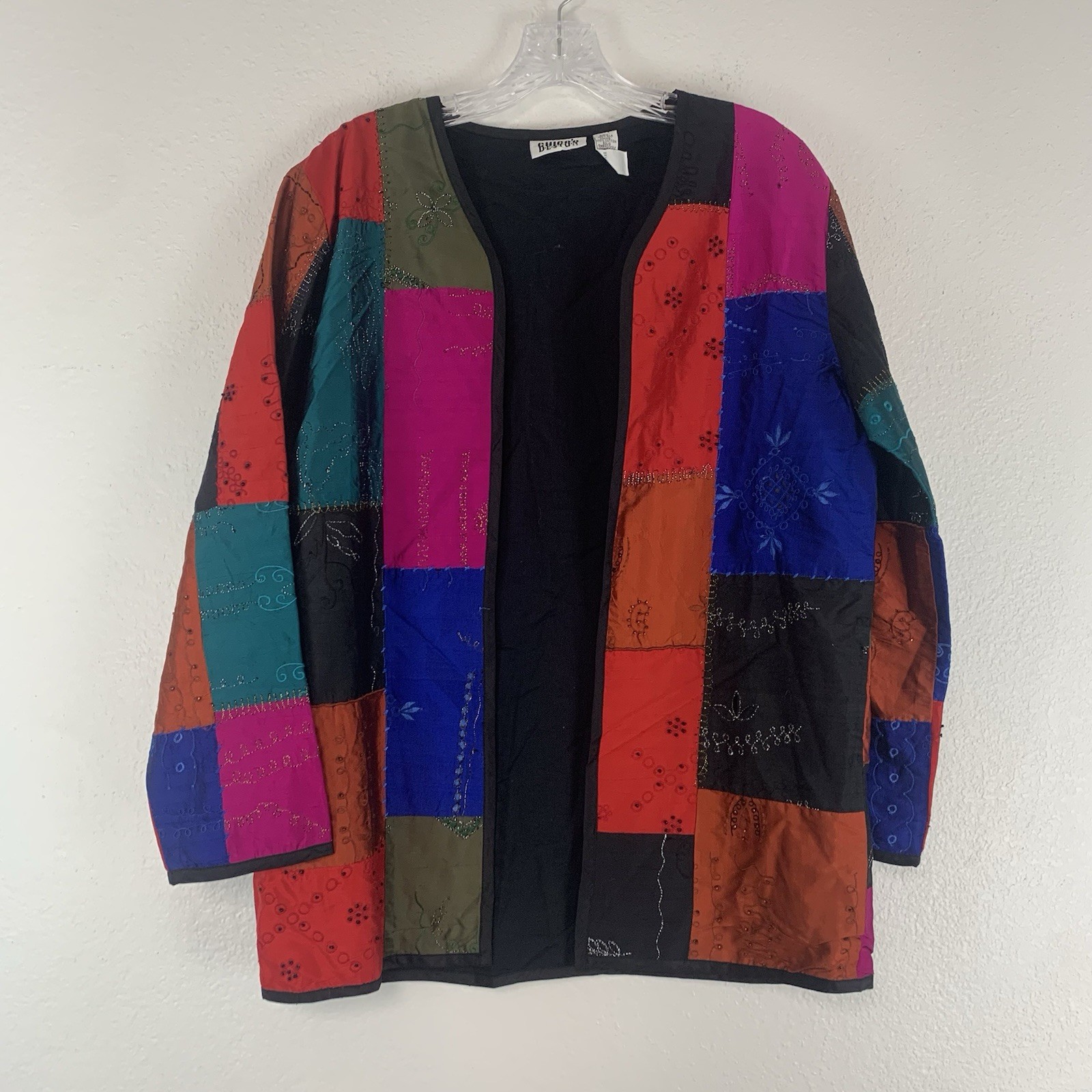 Chicos Design Jacket 0 Small Patchwork Beaded Boh… - image 1