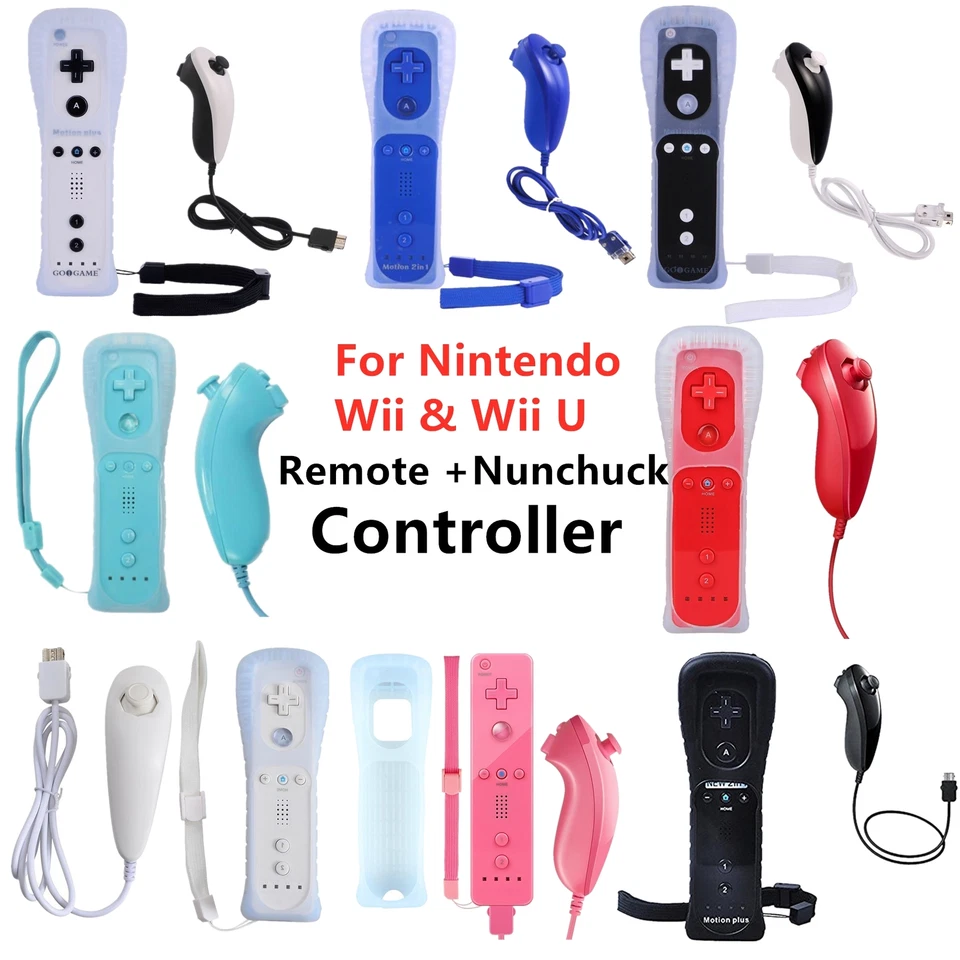 2 Pack Built in Motion Plus Remote Gesture Controller + Nunchuck For Wii & Wii U - Image 2 of 4