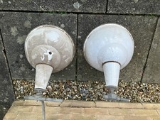 2 x Rare Benjamin Original White Enamel Shades*Vintage Industrial Lamp Light*
