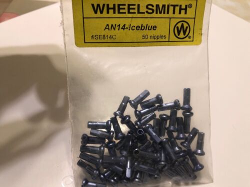 Wheelsmith AN14-Ice Blue  Aluminum Alloy Spoke Nipples - 50 Pack - Afbeelding 1 van 12