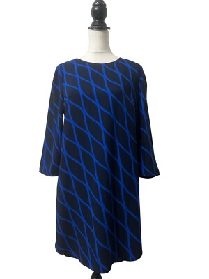 Hush Shift Tunic Dress Size 8 Women s Navy Blue 3/4 Sleeve Minimal Chic
