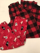 Lot Of 3 Christmas Pjs Buffalo Check Reindeers Fleece Red 7/10/12 boys