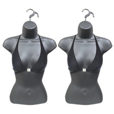 2 Pack Female Mannequin Torso Grey (Silver) Plastic Hanging Women Dress Forms