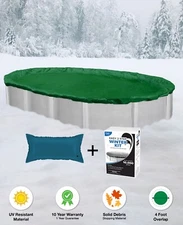 16'x25' Oval Above Ground Winter Pool Cover + 4x8 Air Pillow + Winterizing Kit *
