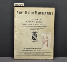 Vintage 1941 Army Motor Maintenance Automotive Electricity Manual Text No 4