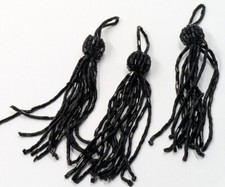 Antique Victorian Beaded Tassel 3 Piece Vintage Black Great Beads BB81-138