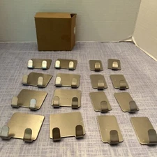 SELF ADHESIVE 16PC VARIETY BATHROOM STAILESS STEEL HOOKS 8 SINGLE 8 DOUBLE HOOKS