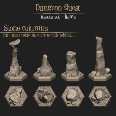 Hex Dungeon Steinsäule Fliesen Fantasy Tabletop Gelände, Wargaming 28mm