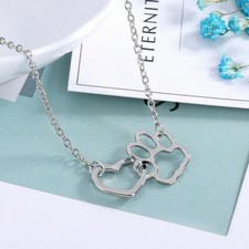 Paw Pendant Fashion Fur Baby Dog Cat Animal Heart Chain Necklace Jewelry Gift