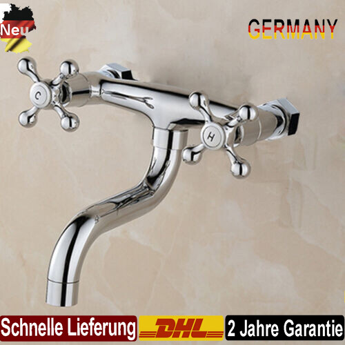 Armatur Wandmontage Nostalgie Ausgußbecken Wasserhahn Wandarmatur Messing Küche