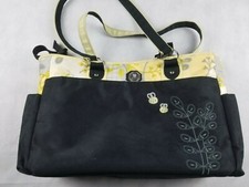 Big Carters Diaper Bag Black  Yellow Nylon Plastic 18" x 12"