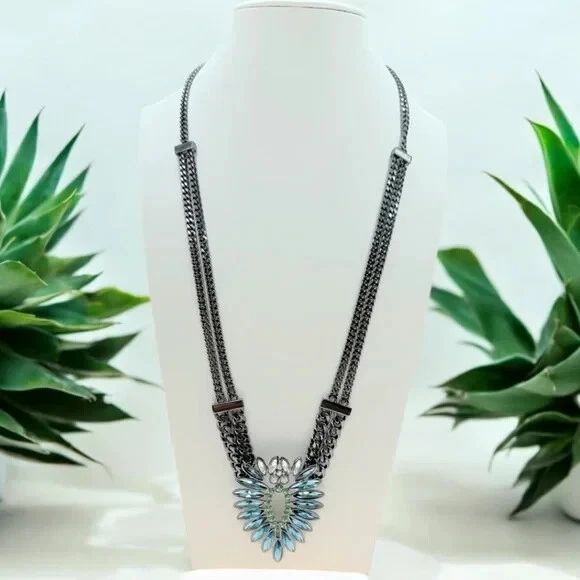 Givenchy Statement Necklace with Blue and Green Accents. Retail $178 - Image 2 of 4