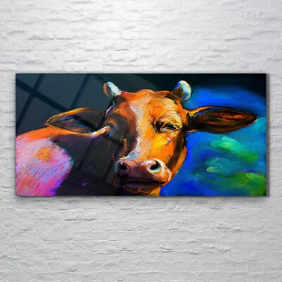 Wandbilder Glasbild Druck auf Glas 120x60 Wand Kunst Bild Wohnkultur braune Kuh