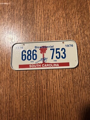 vintage tin Post Cereal bicycle license plate cereal premium South Carolina 1978