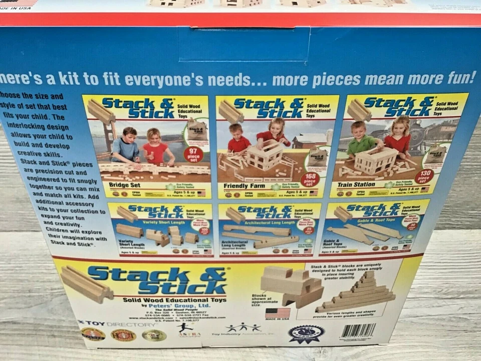 New Stack & Stick Solid Wood Building Blocks Toy Set - 40 pc. Cozy Cabin Set - Image 2 of 4