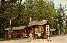 Sugar Hill New Hampshire Log Cabin Motel Postcard 1960s Cannon Mt. Ski Area
