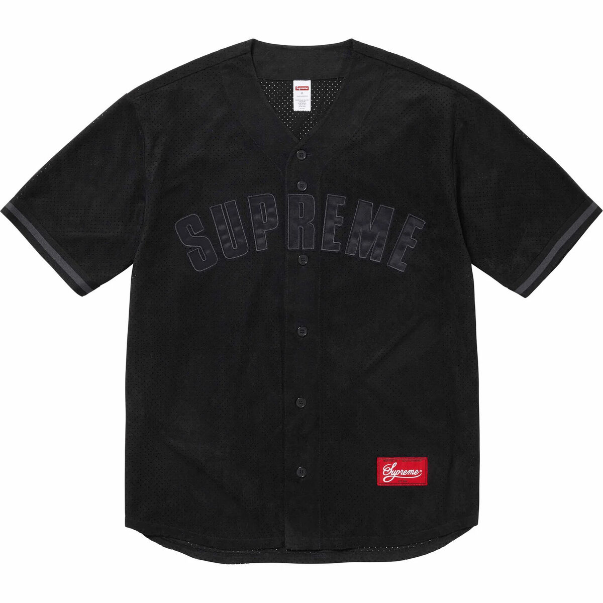 Supreme Ultrasuede Mesh Baseball Jersey Black Navy Grey Supreme Ultrasuede Mesh Baseball Jersey Black Navy Grey