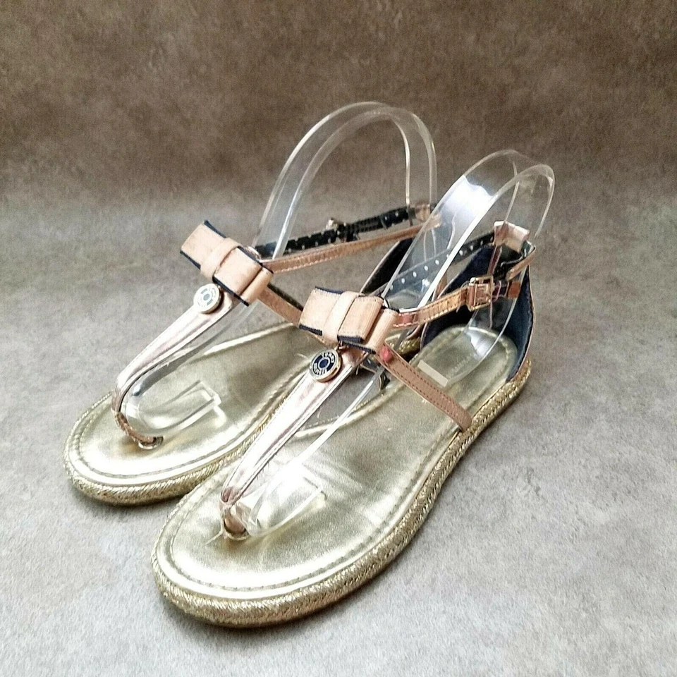 Tommy Hilfiger Big Girls Sz 3 M Gold  Thong Slingback Sandals Flats - Image 3 of 4