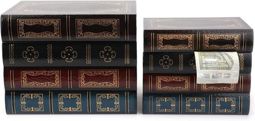 Vintage Confezione da 2 Scatole Libri Decorativi Legno Decorazioni Antiche Scatola Portalibri - Foto 4 di 6