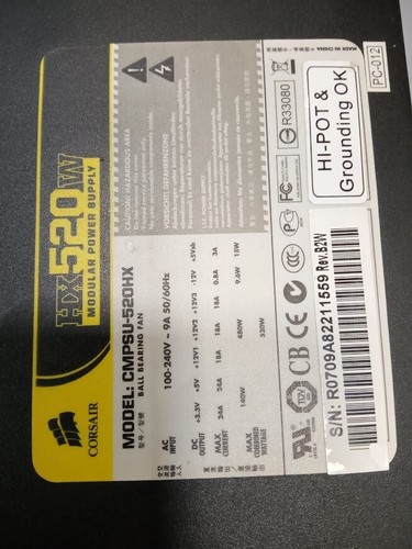 Alimentation modulaire Corsair HX520W CMPSU-520HX sans cordon d'alimentation occasion fonctionne - Photo 4/17