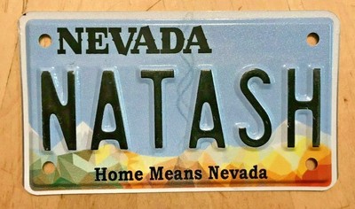 Nevada Motorcycle Cycle Vanity License Plate Natash Nv Tasha Natasha Boris Ebay