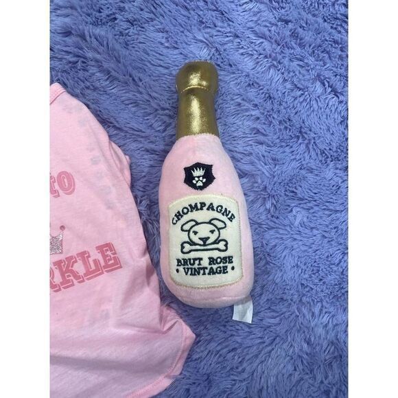 Medium Dog Birthday Shirt , Crown and Chompagne Toy