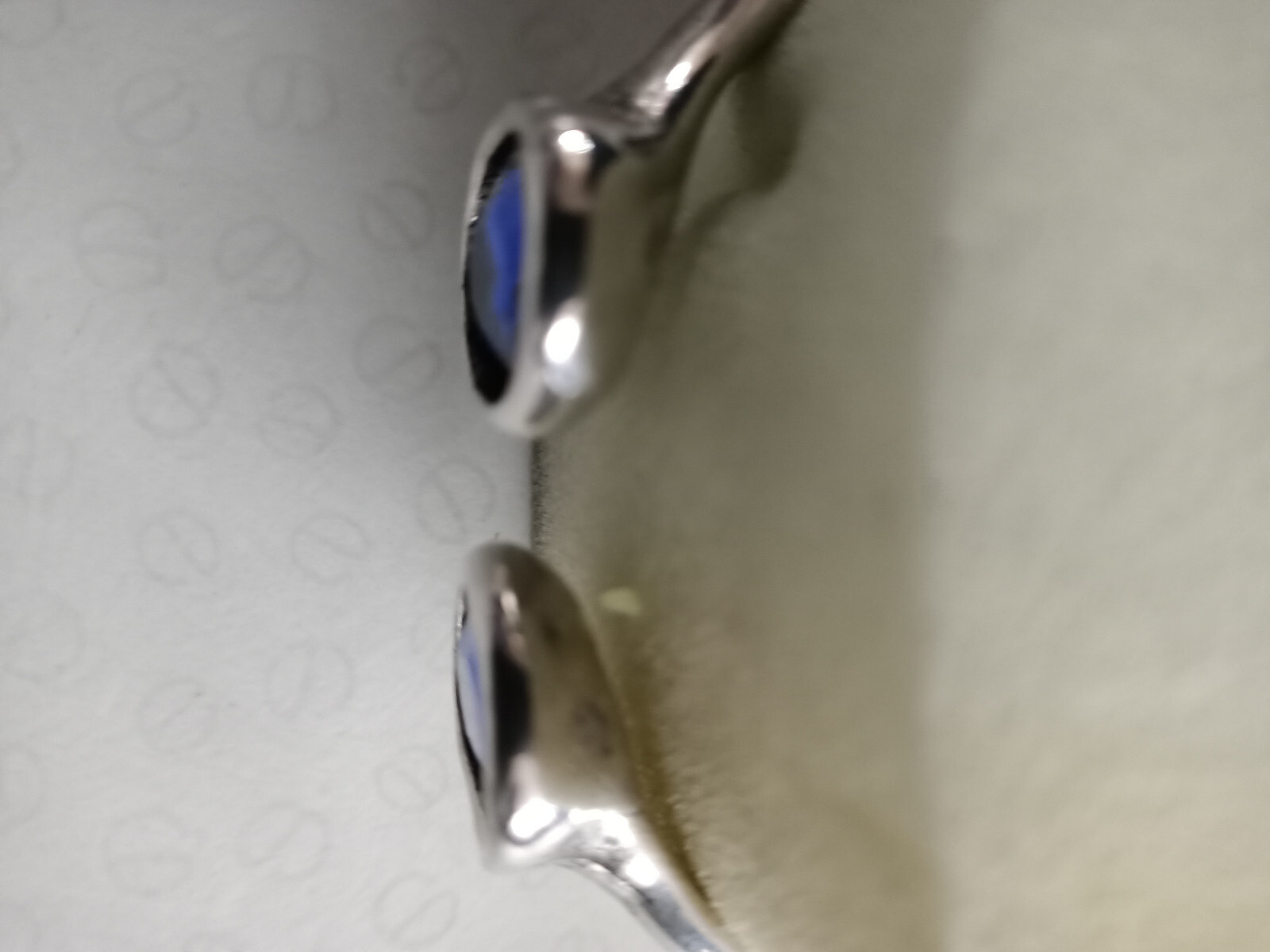 solid silver Mexican sprung bangle blue stones 44… - image 7