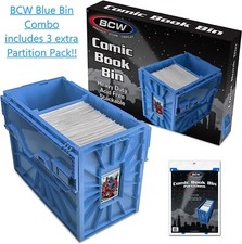 1 BCW Blue Short Comic Book Bin Heavy Duty Acid Free Plastic Box 3 Partitions