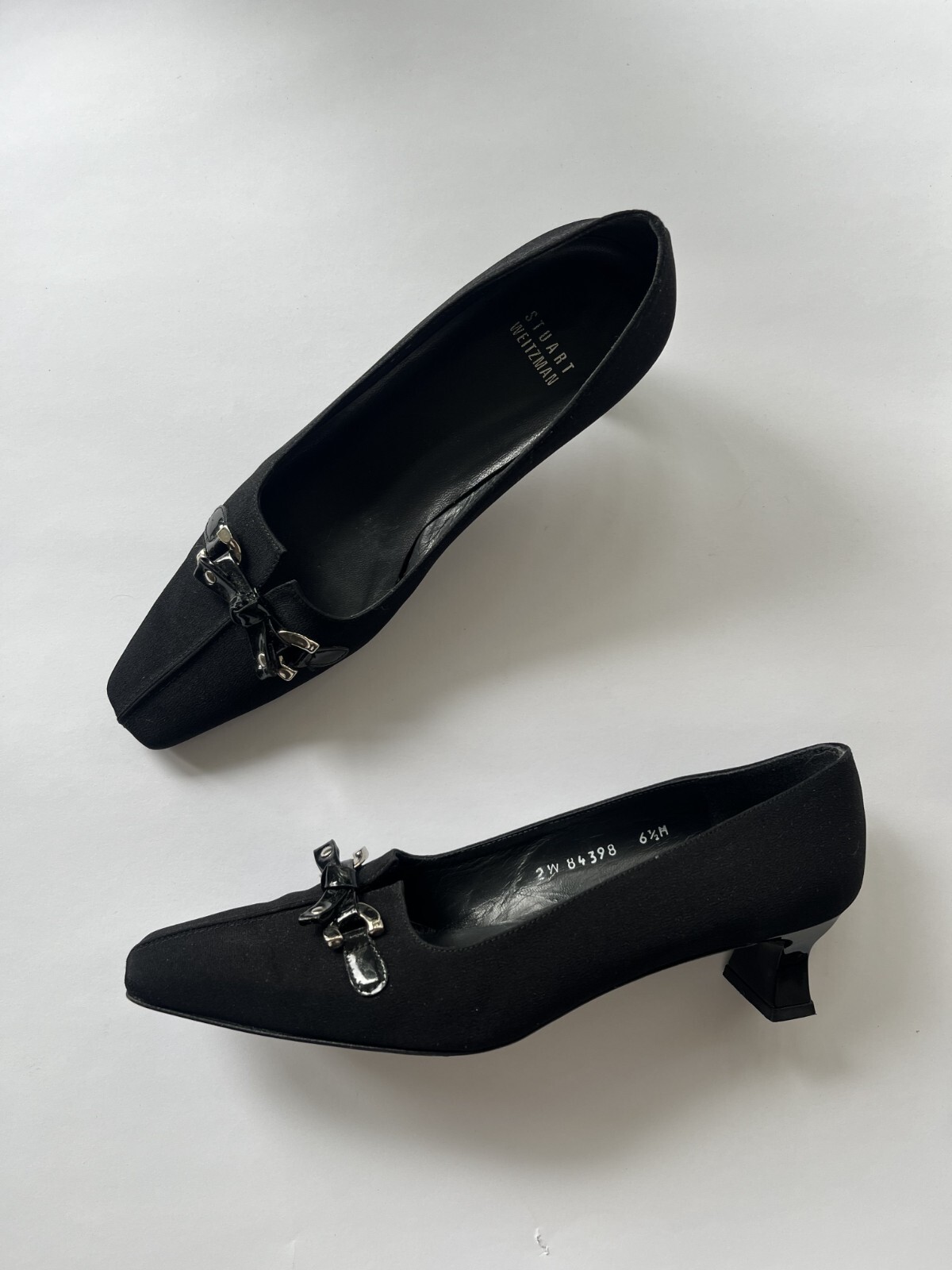 Stuart Weitzman Y2K Vintage Black Bow Low-Heel Pumps Size 6.5