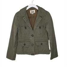 L.e.i. Jacket S Junior’s Green Coat Long Sleeve Military Buttons Pockets Lei