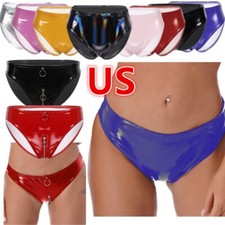 Women's Wet Look Patent Leather Briefs High Waisted Rave Booty Shorts Bottoms