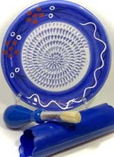 , All-in-one 4pcs Premium Ceramic Garlic Grater Set - Hand-Made, Blue Glazed ...