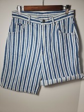 Vintage Lee Jeans Shorts Striped Stripes Womens 29 Waist 80s 90s High Rise Mom