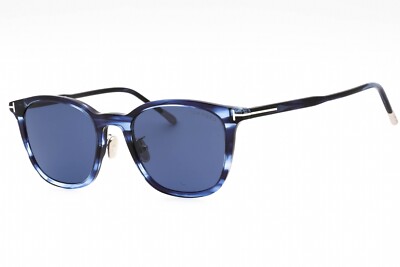 TOM FORD FT0956-D 90V Sunglasses Shiny Blue Frame Blue Lenses 52mm