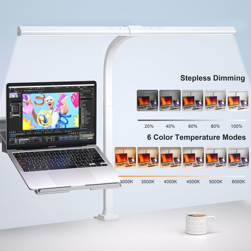 Schreibtischlampe LED Dimmbar, 24W Schreibtischlampe klemmbar für Homeoffice,... - Bild 7 von 11