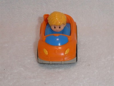Fisher Price Little People #3 Wheelies Orange Car Blonde Boy Eddie Read