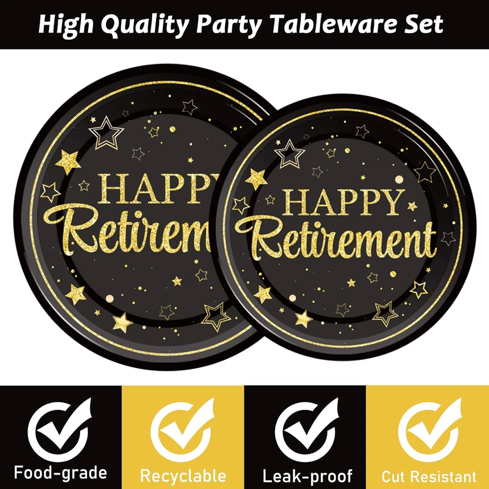 96 Pcs Retirement Party Plates Napkins Tableware Set Happy Retirement Supplies B - Image 4 of 4