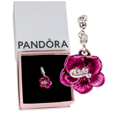 New 100% Authentic PANDORA 925 Ale Pink Hibiscus Blooming Flower Charm 794698C01