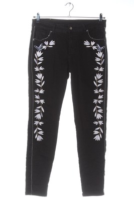 HAND WORK DENIM Slim Jeans Damen Jeans Gr. DE 40 schwarz-weiß Casual-Look